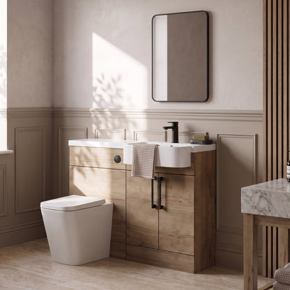 Fairford Union Style Slab Dark Oak 1000mm Round Semi Recessed Basin Right Hand Combination Pack