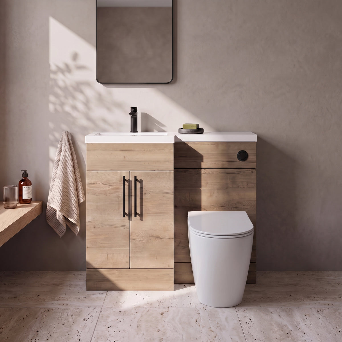 Fairford Union Style Slab Dark Oak 1000mm L Shape Left Hand Combination Pack