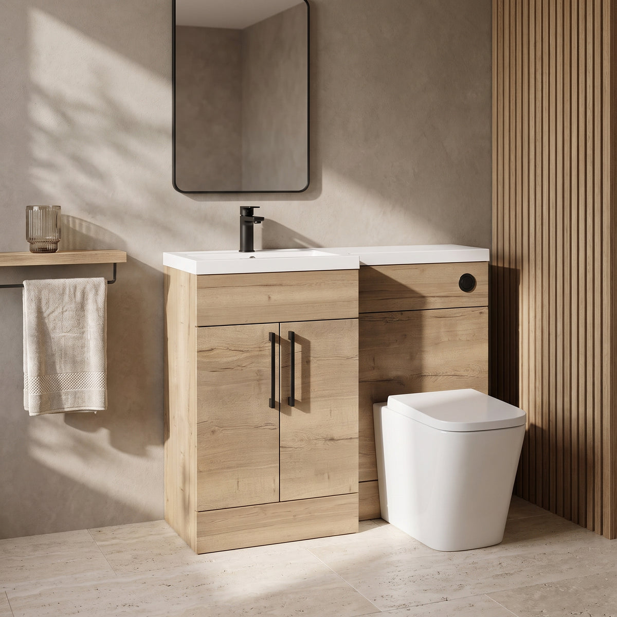 Fairford Union Style Slab Dark Oak 1000mm L Shape Left Hand Combination Pack