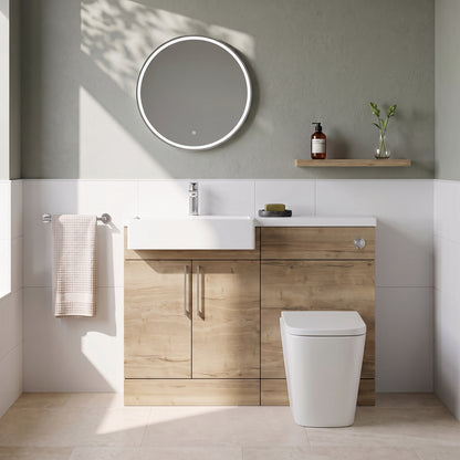 Fairford Union Style Slab Dark Oak 1100mm Square Semi Recessed Basin Left Hand Combination Pack
