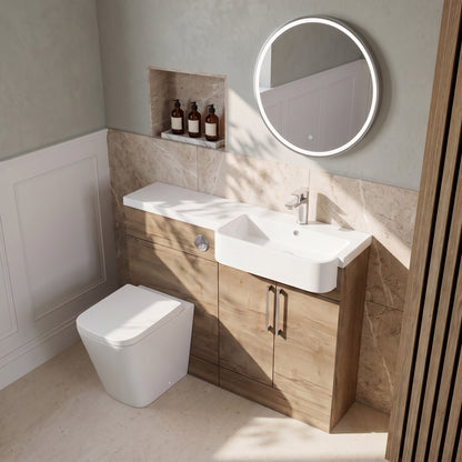 Fairford Union Style Slab Dark Oak 1100mm Round Semi Recessed Basin Right Hand Combination Pack