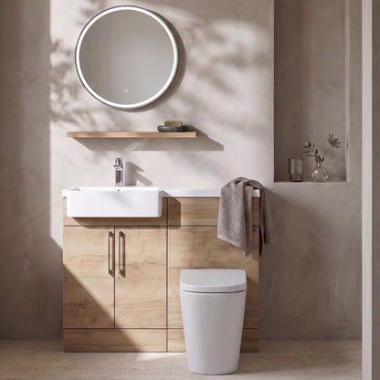 Fairford Union Style Slab Dark Oak 1000mm Square Semi Recessed Basin Left Hand Combination Pack