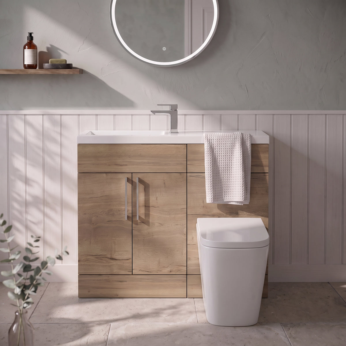 Fairford Union Style Slab Dark Oak 1100mm Slimline Combination Pack