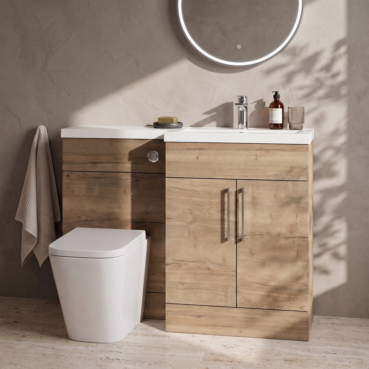 Fairford Union Style Slab Dark Oak 1100mm L Shape Right Hand Combination Pack