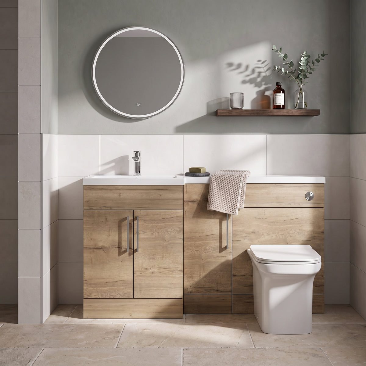 Fairford Union Style Slab Dark Oak 1500mm L Shape Left Hand Combination Pack