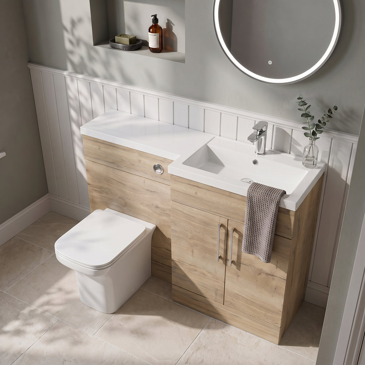 Fairford Union Style Slab Dark Oak 1200mm L Shape Right Hand Combination Pack