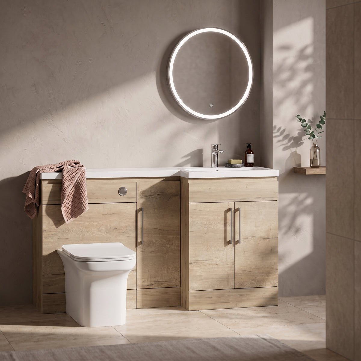 Fairford Union Style Slab Dark Oak 1500mm L Shape Right Hand Combination Pack