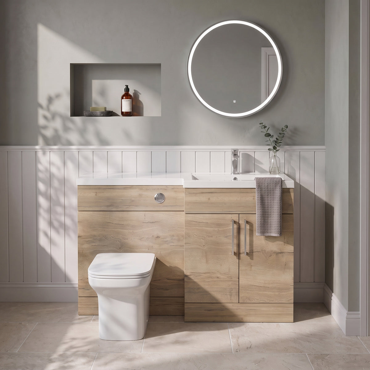 Fairford Union Style Slab Dark Oak 1200mm L Shape Right Hand Combination Pack