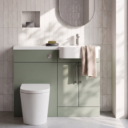 Fairford Union Style Slab Matt Lux Green 1000mm Round Semi Recessed Basin Right Hand Combination Pack