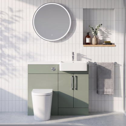 Fairford Union Style Slab Matt Lux Green 1000mm Square Semi Recessed Basin Right Hand Combination Pack