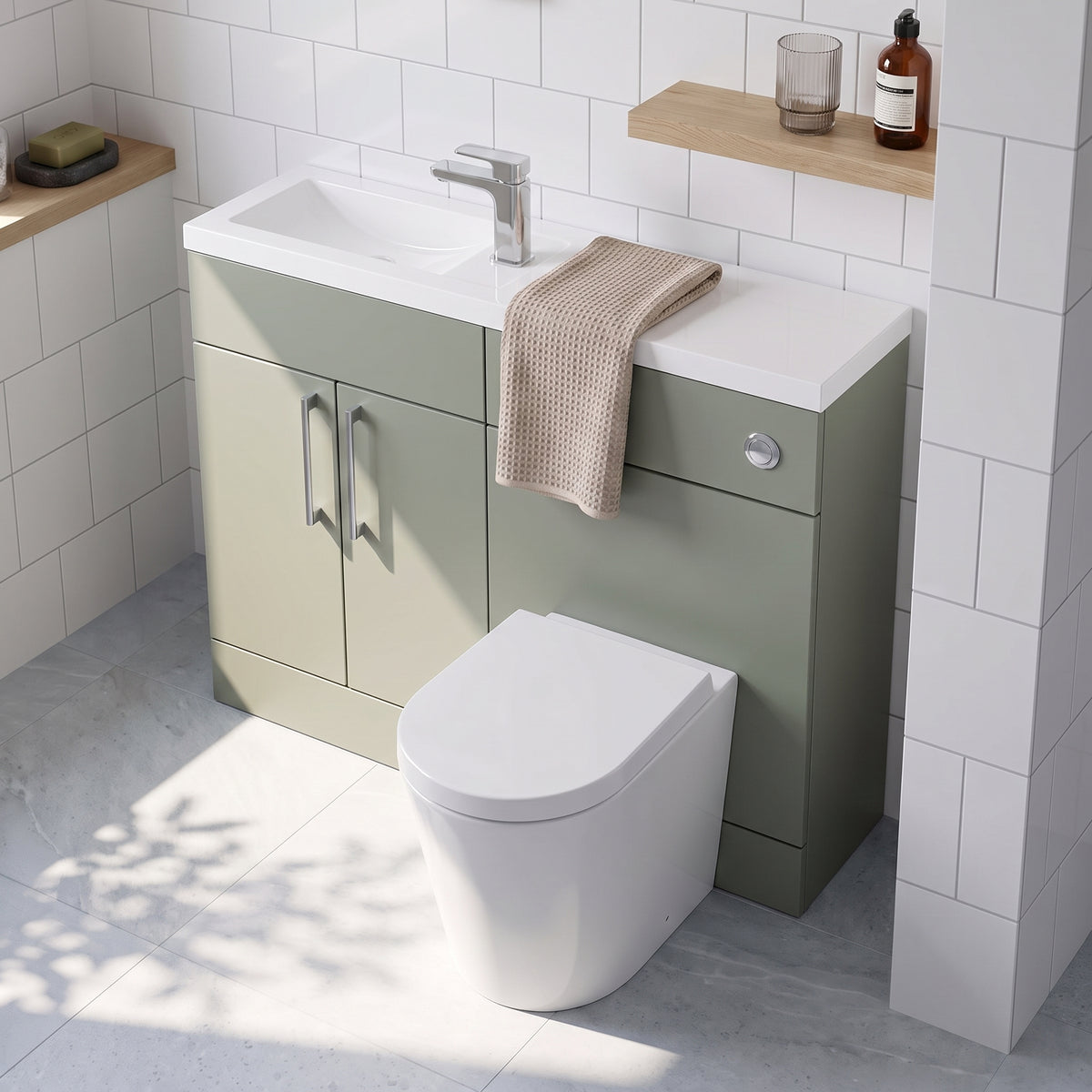 Fairford Union Style Slab Matt Lux Green 1000mm Slimline Combination Pack