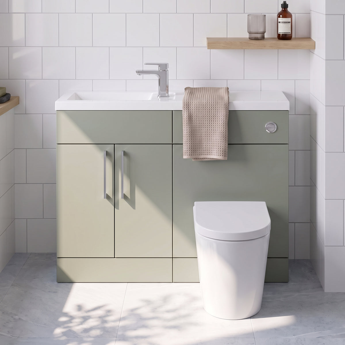 Fairford Union Style Slab Matt Lux Green 1000mm Slimline Combination Pack