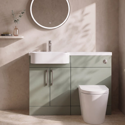 Fairford Union Style Slab Matt Lux Green 1000mm Round Semi Recessed Basin Left Hand Combination Pack