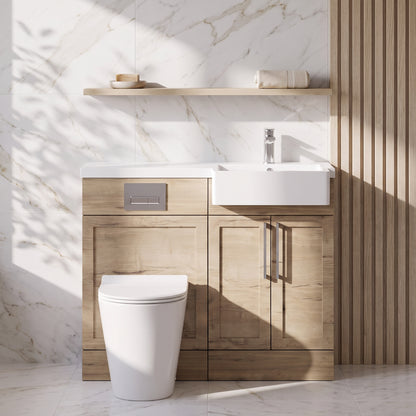 Fairford Union Style Shaker Dark Oak 1000mm Square Semi Recessed Basin Right Hand Combination Pack