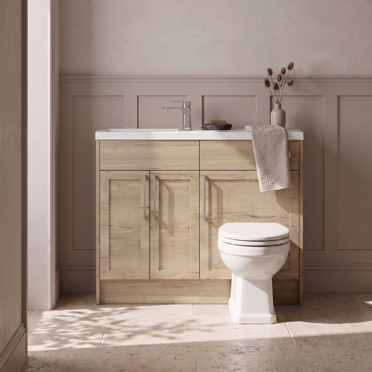 Fairford Union Style Shaker Dark Oak 1000mm Slimline Combination Pack