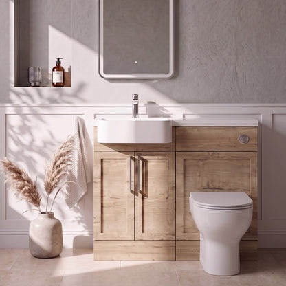 Fairford Union Style Shaker Dark Oak 1000mm Round Semi Recessed Basin Left Hand Combination Pack