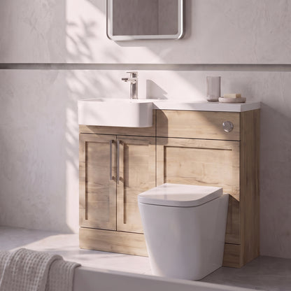 Fairford Union Style Shaker Dark Oak 1000mm Round Semi Recessed Basin Left Hand Combination Pack