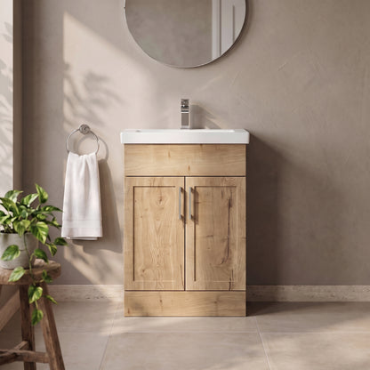 Fairford Union Style Shaker Dark Oak 600mm Slimline Vanity Unit
