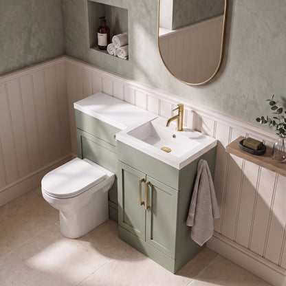 Fairford Union Style Shaker Matt Lux Green 1000mm L Shape Right Hand Combination Pack