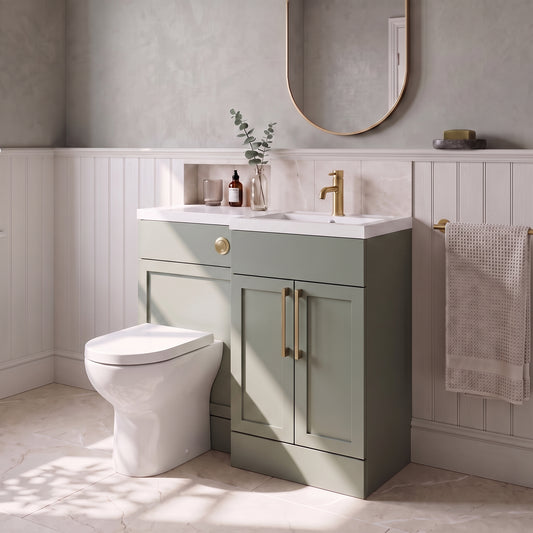 Fairford Union Style Shaker Matt Lux Green 1000mm L Shape Right Hand Combination Pack