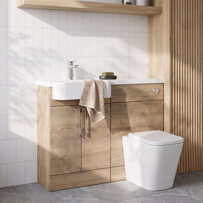 Fairford Union Style Slab Dark Oak 1000mm Round Semi Recessed Basin Left Hand Combination Pack