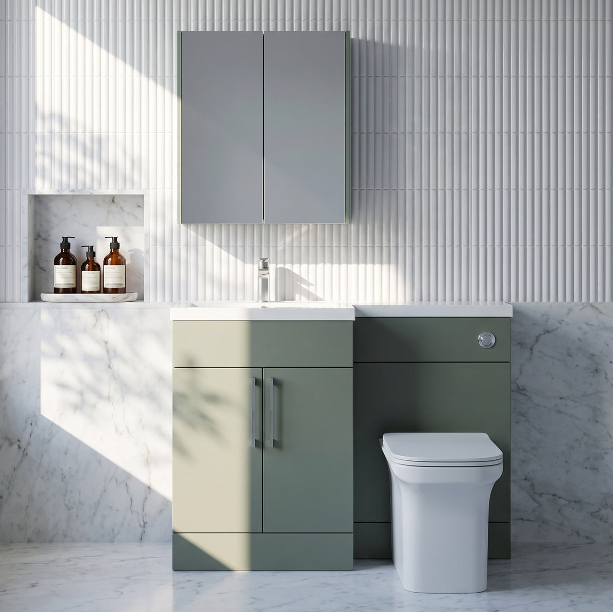 Fairford Union Style Slab Matt Lux Green 1100mm L Shape Left Hand Combination Pack
