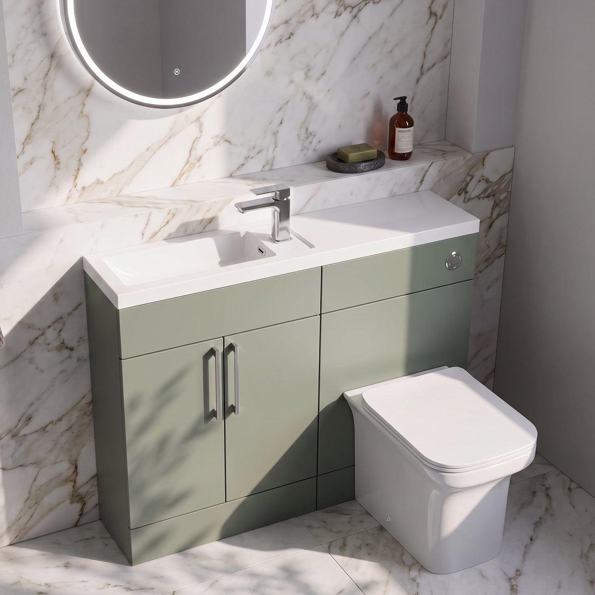 Fairford Union Style Slab Matt Lux Green 1100mm Slimline Combination Pack