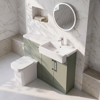 Fairford Union Style Slab Matt Lux Green 1100mm Square Semi Recessed Basin Right Hand Combination Pack