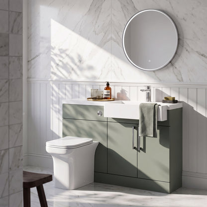 Fairford Union Style Slab Matt Lux Green 1100mm Square Semi Recessed Basin Right Hand Combination Pack