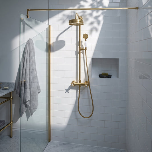 Fairford Winchester Brushed Brass Single Outlet Bar Valve Shower Kit