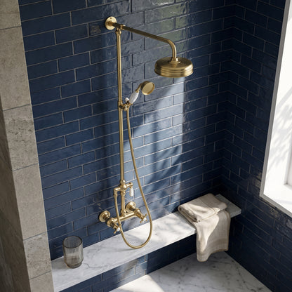 Fairford Winchester Brushed Brass Single Outlet Bar Valve Shower Kit