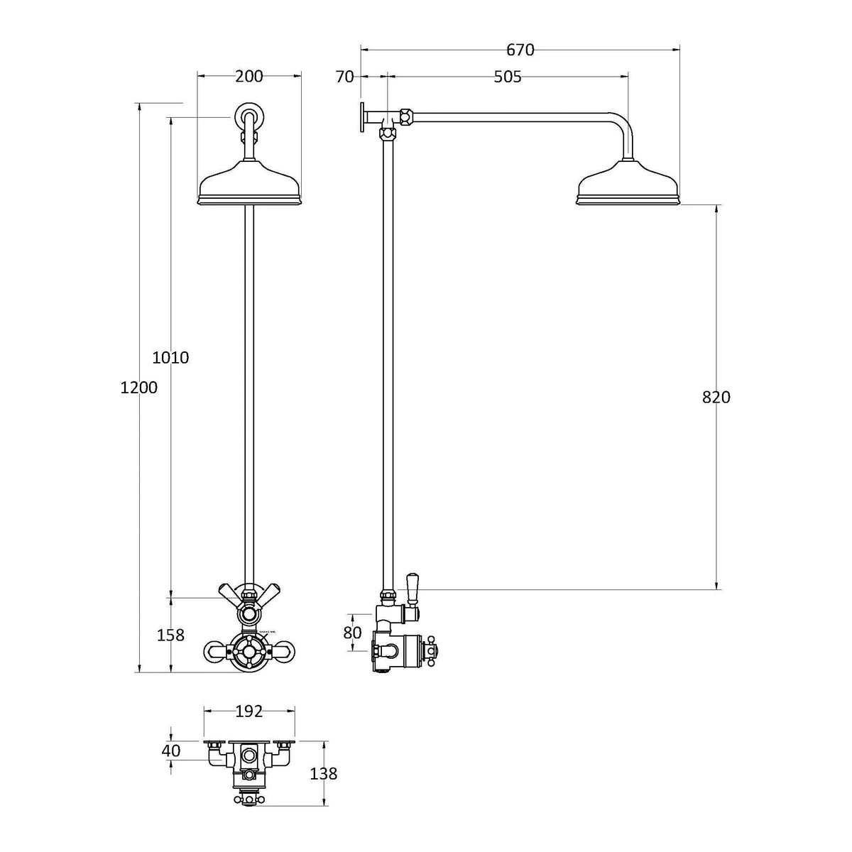 Fairford Winchester Pro Brushed Brass Single Outlet Shower Kit