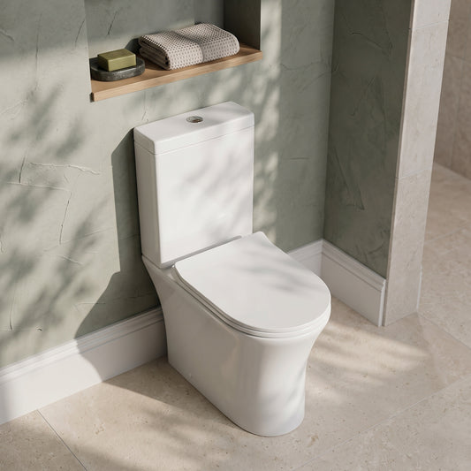 Fairford Tiene Rimless Close Coupled Toilet with Wrapover Soft Close Seat