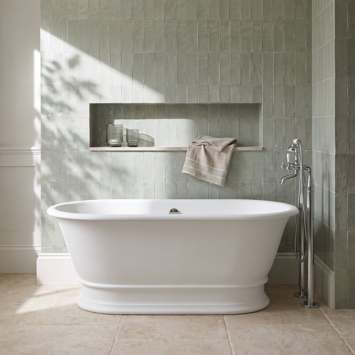 Fairford Bampton 1555 x 740 x 555mm Matt Solid Surface Freestanding Bath