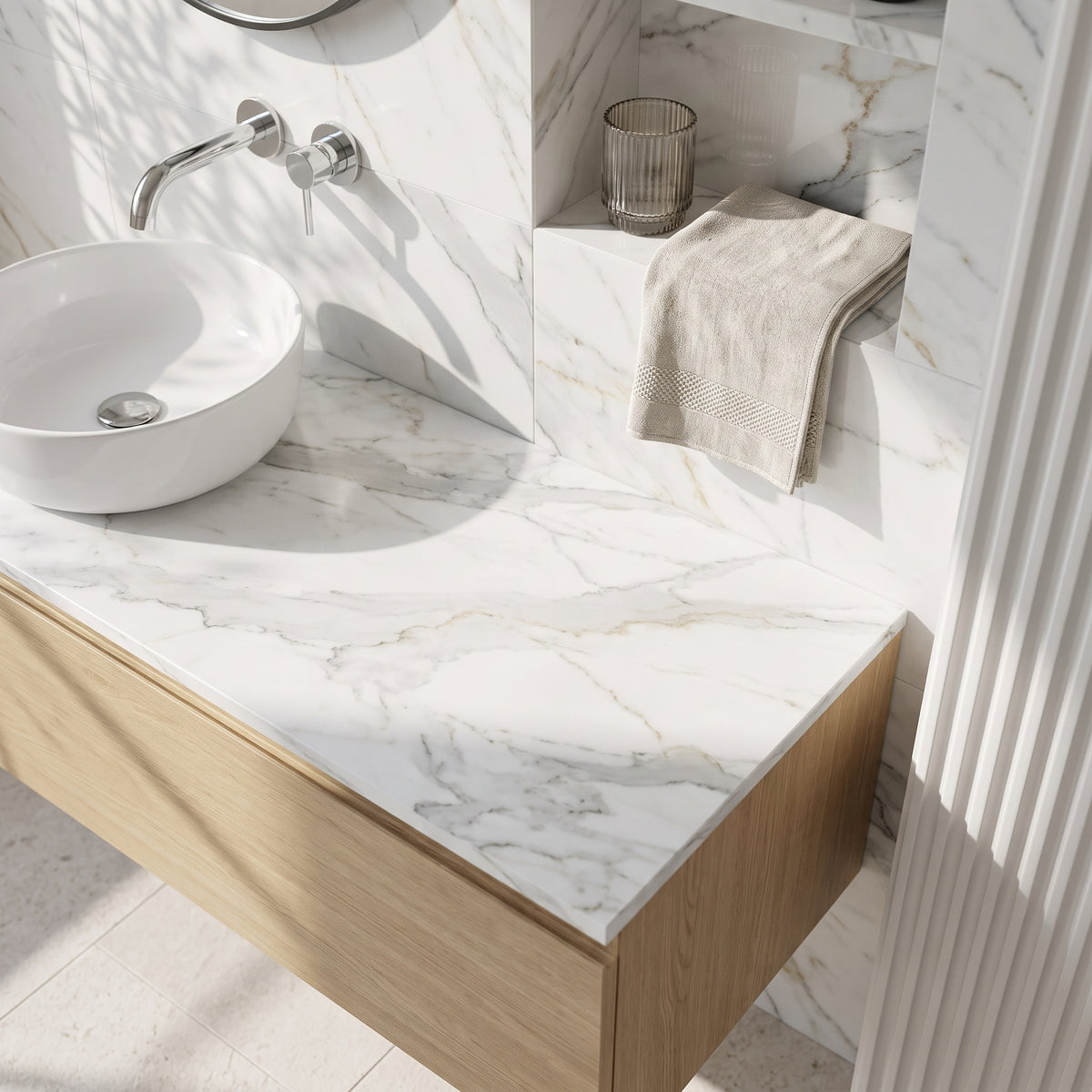 Fairford Carrera Marble Laminate Worktop 600 x 390 x 22mm
