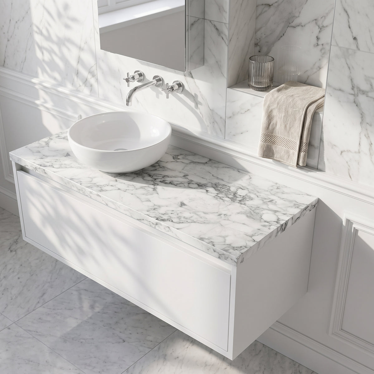 Fairford Laminate Worktop - Matt Marble - 2000 x 600 x 28mm