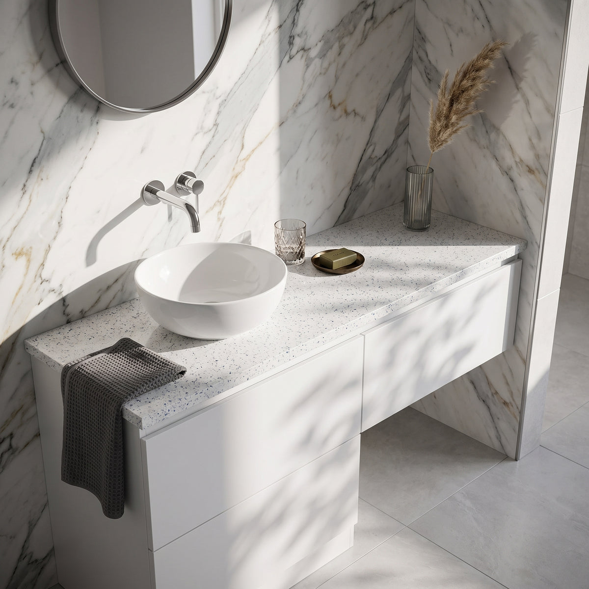 Fairford Laminate Worktop - White Sparkle, 3000 X 600 X 28MM
