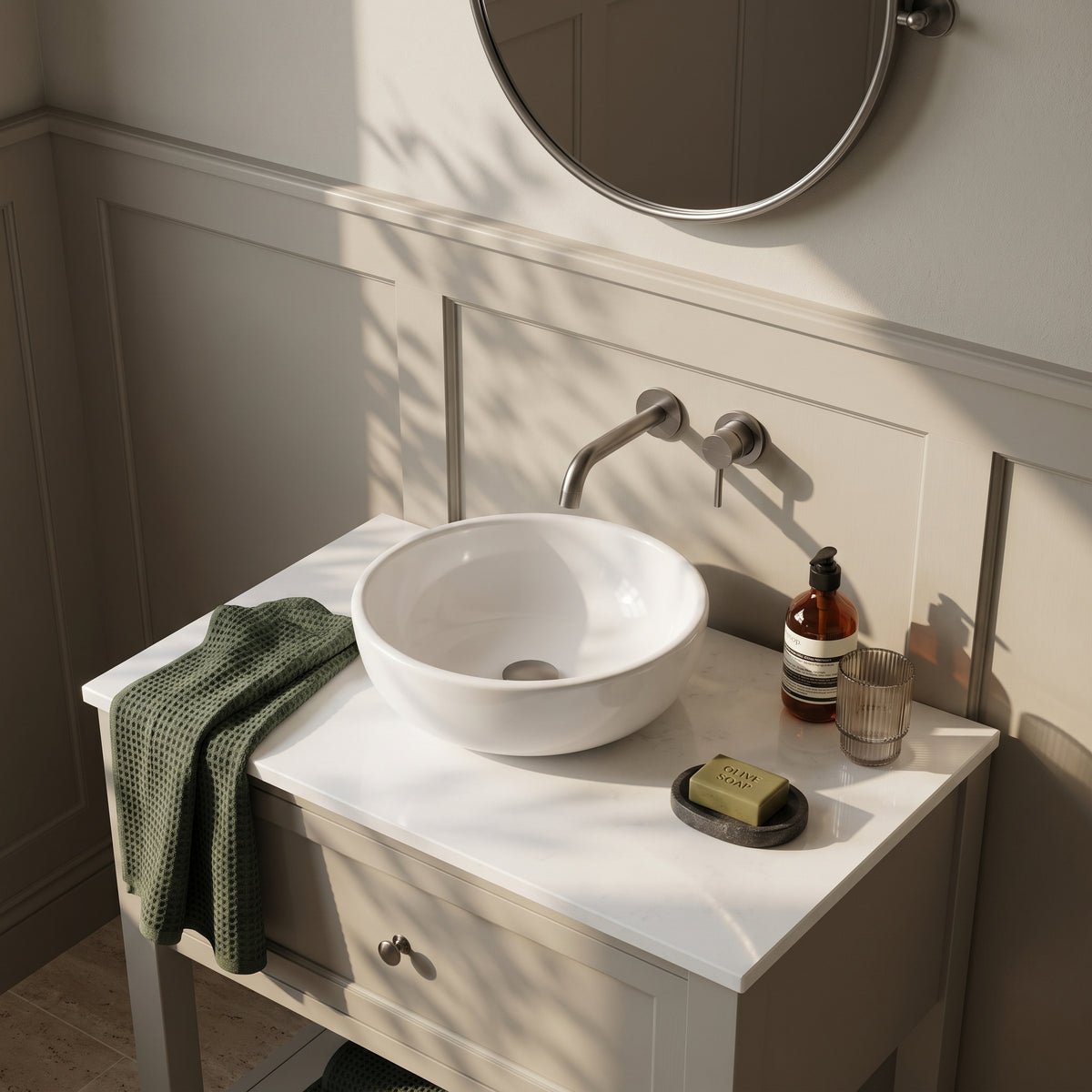 Fairford Satin White Worktop, 18mm Thick. 600 x 390mm