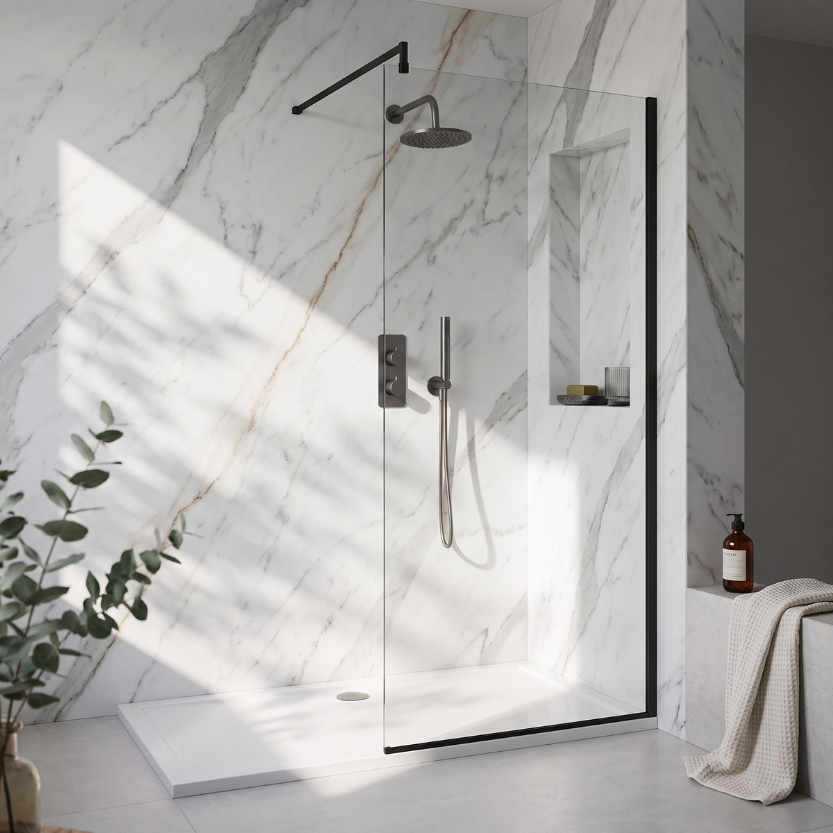 Fairford 1000mm 8mm Matt Black Framed Wetroom Screen