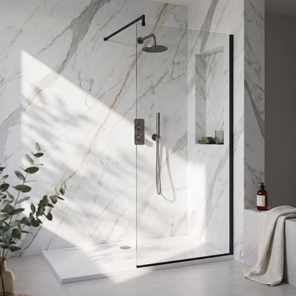 Fairford 1000mm 8mm Matt Black Framed Wetroom Screen