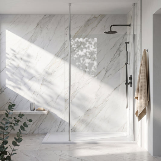 Fairford 1000mm 8mm Wetroom Screen, 2 Ceiling Posts, 1950mm