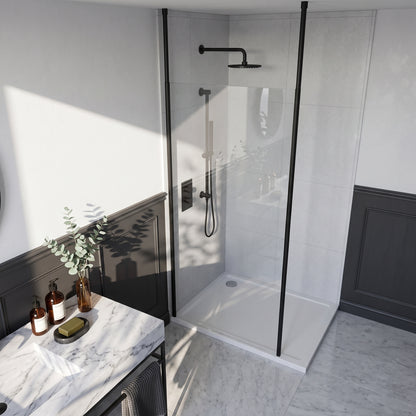 Fairford 1000mm 8mm Matt Black Framed Wetroom Screen, 2 Ceiling Posts