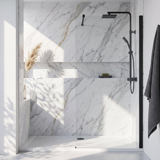 Fairford 1000mm Matt Black 8mm Wetroom Screen - 1850mm High