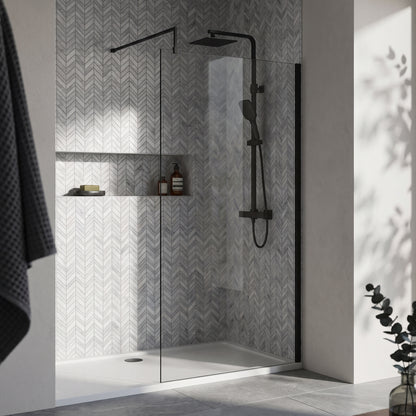 Fairford 1200mm 8mm Matt Black Framed Wetroom Screen