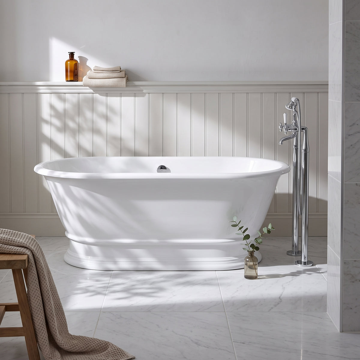 Fairford Bampton 1555 x 740 x 555mm Polished Solid Surface Freestanding Bath