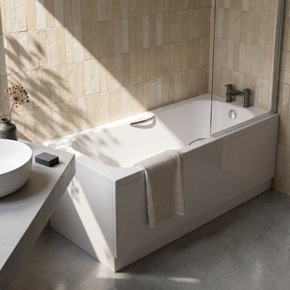 1500 x 700mm Steel Bath Twin Grips, 2TH, Anti Slip