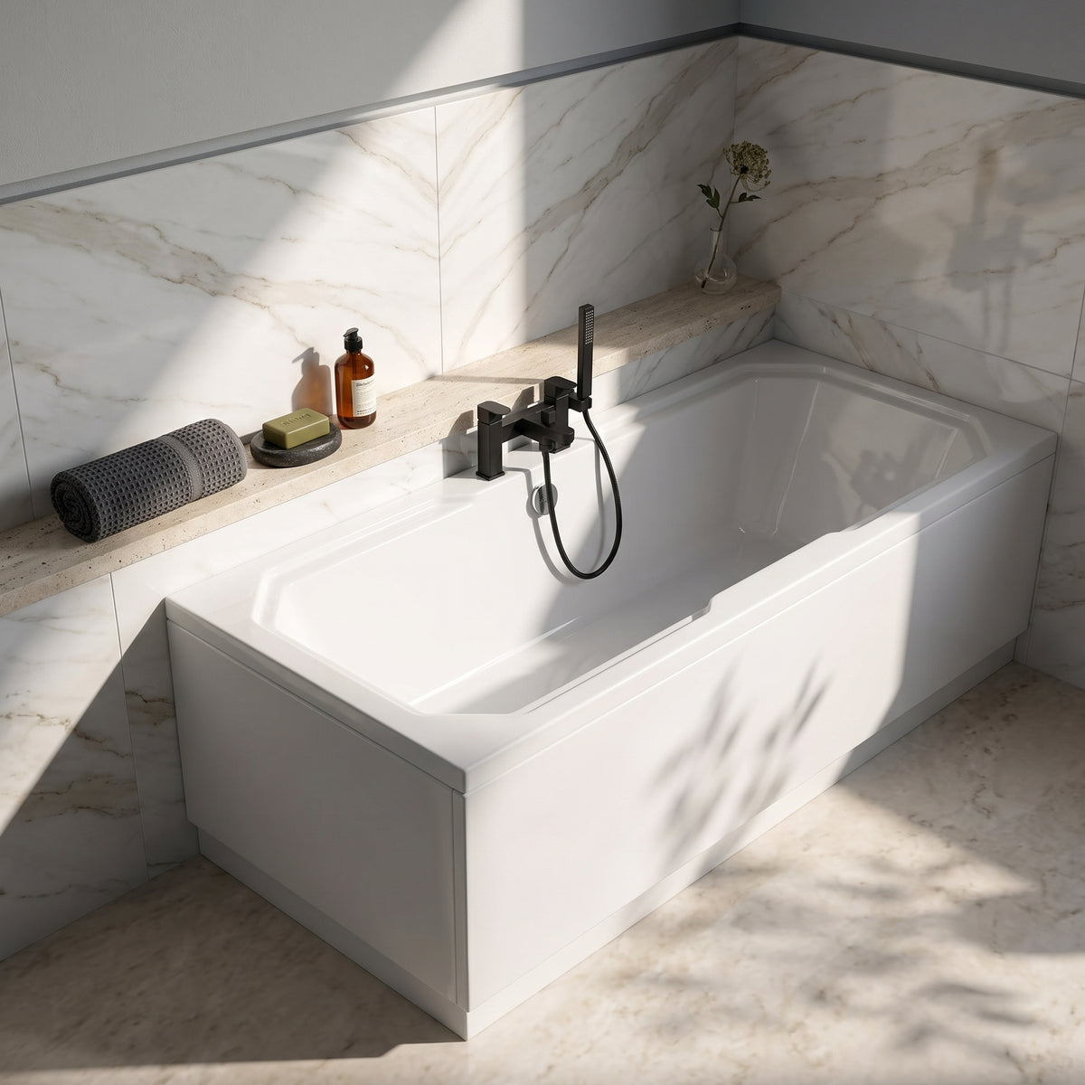 Fairford Cariss 1800 x 800mm Double Ended Traditional Straight Bath