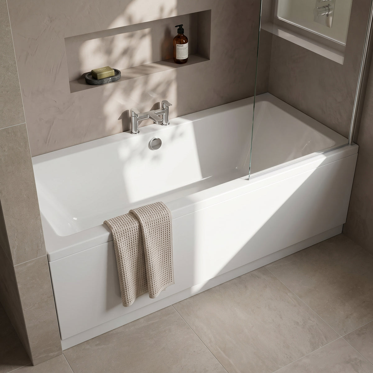 Fairford Onero 1700 x 750mm Double Ended Straight Bath, 0TH