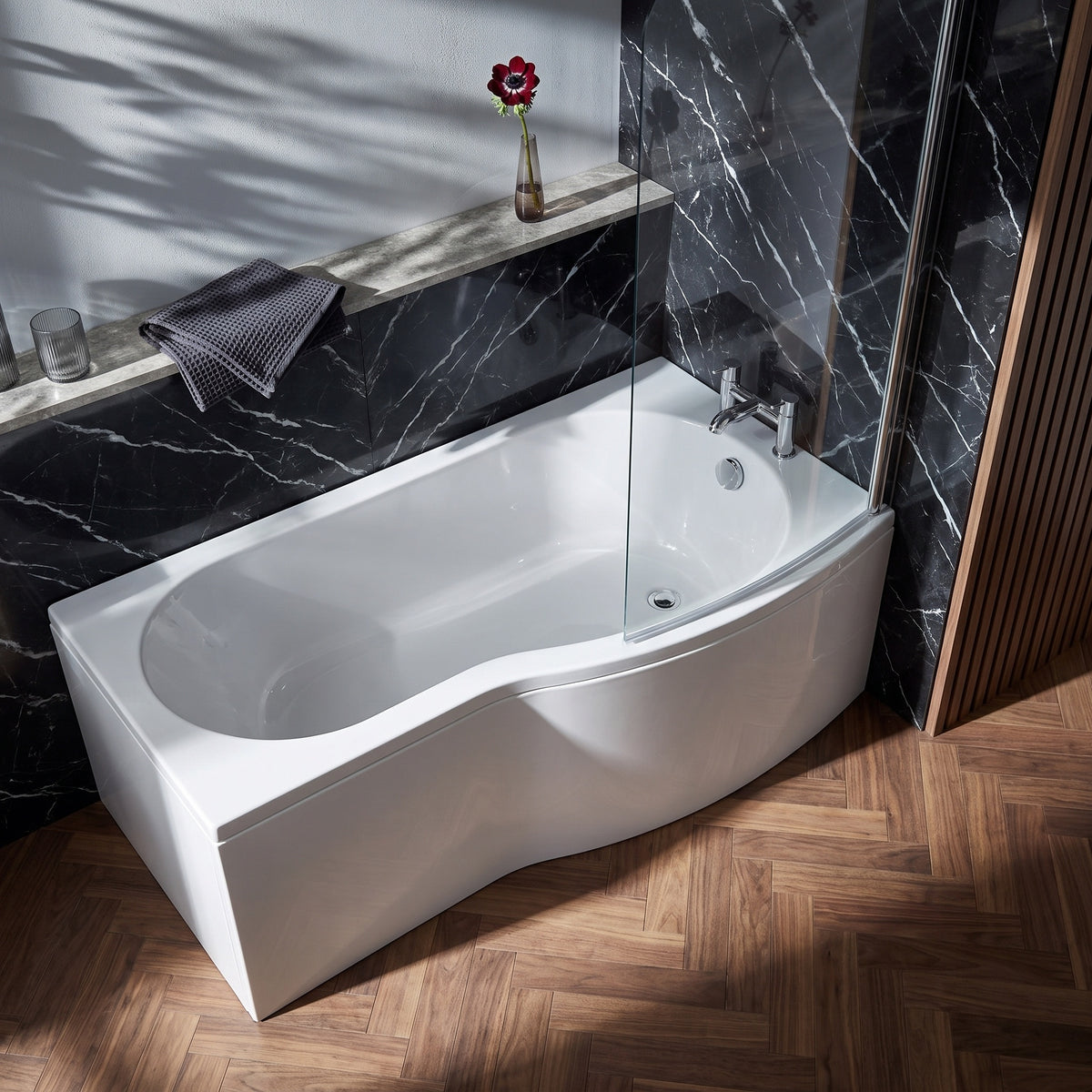Fairford 1500 x 900mm B Shaped Left Hand Shower Bath