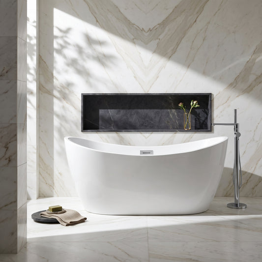 Rivato Assisi 1500mm x 730mm x 700mm Gloss White Freestanding Shower Bath